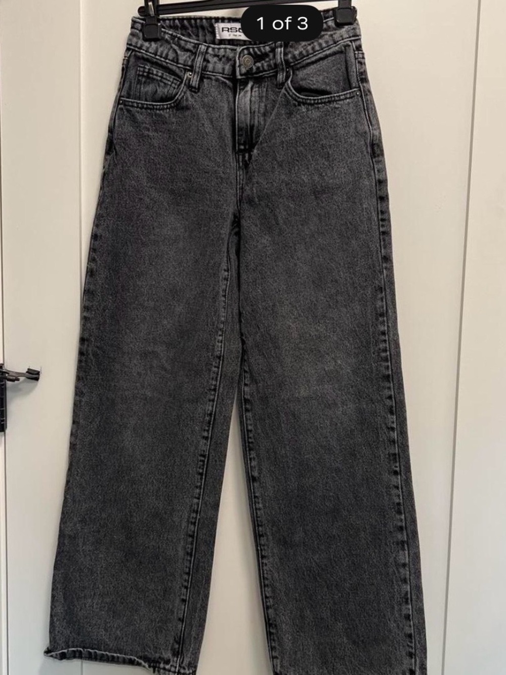 RSQ Wide-Leg High-Rise Jeans in Washed Black
